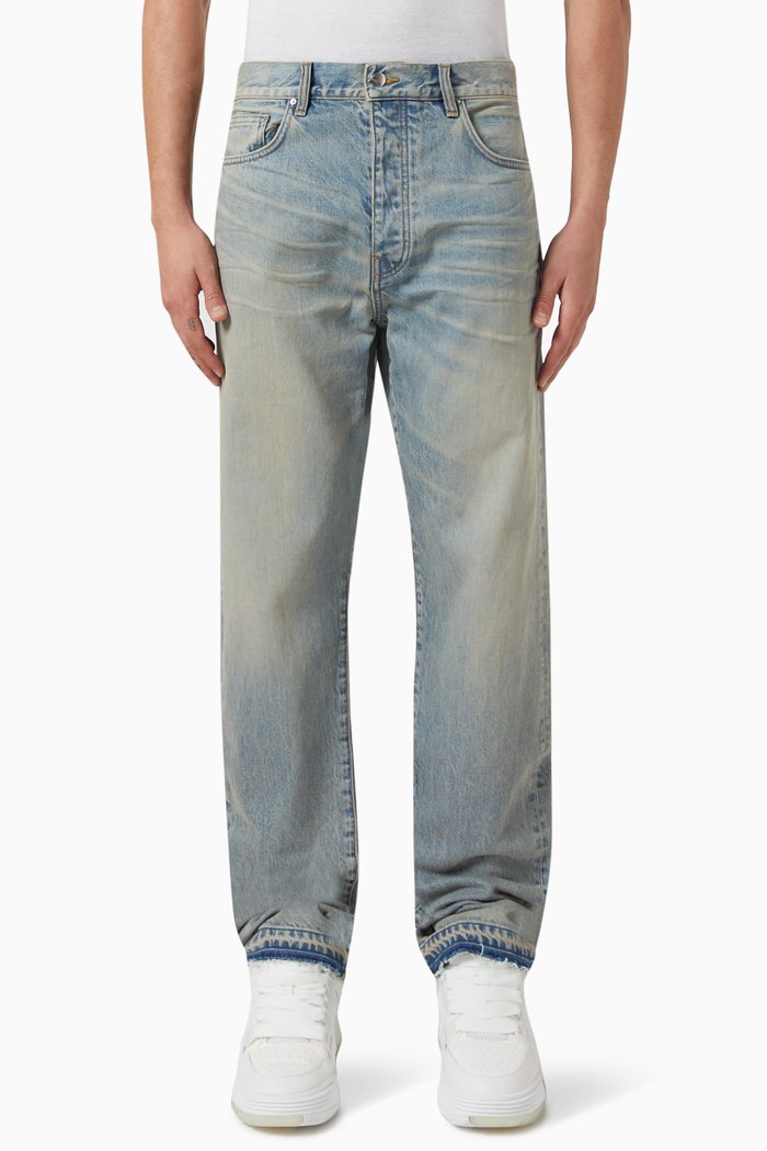 

Release Hem Straight Jeans in Cotton, Blue