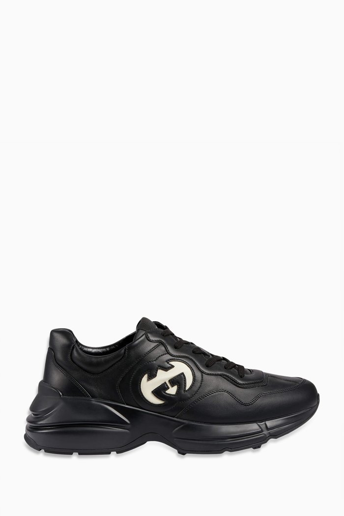 

Interlocking G Rhyton Sneakers in Leather, Black