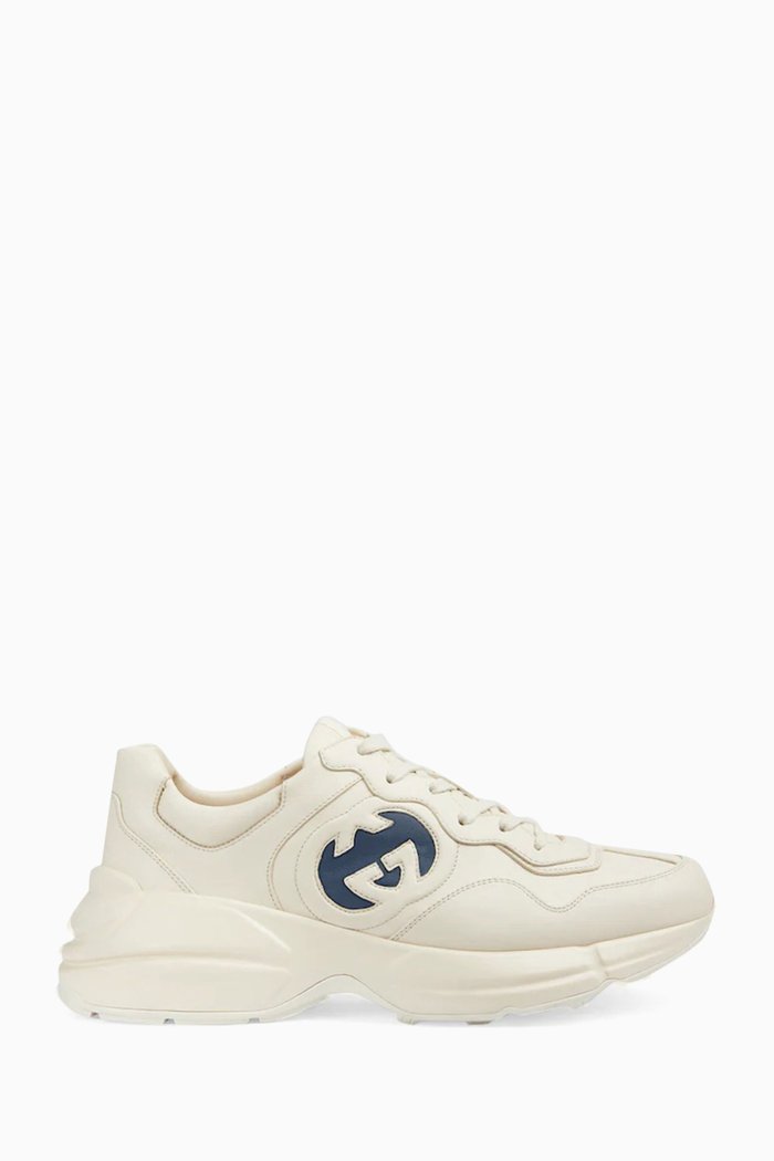 

Interlocking G Rhyton Sneakers in Calf Leather, Neutral