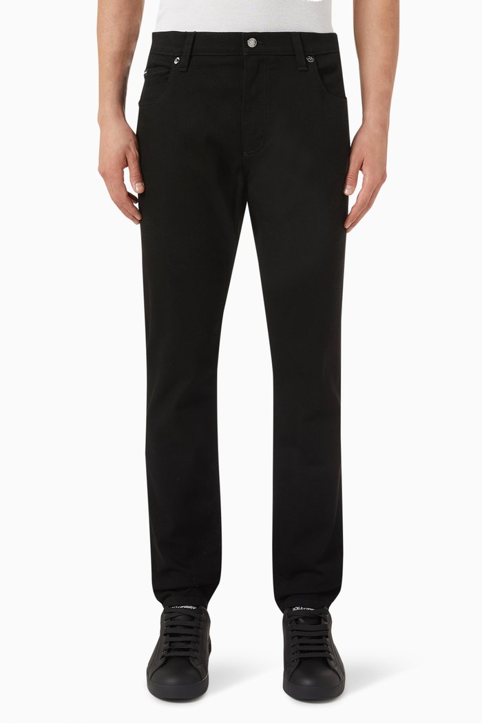 

Washed Slim-fit Jeans, Black