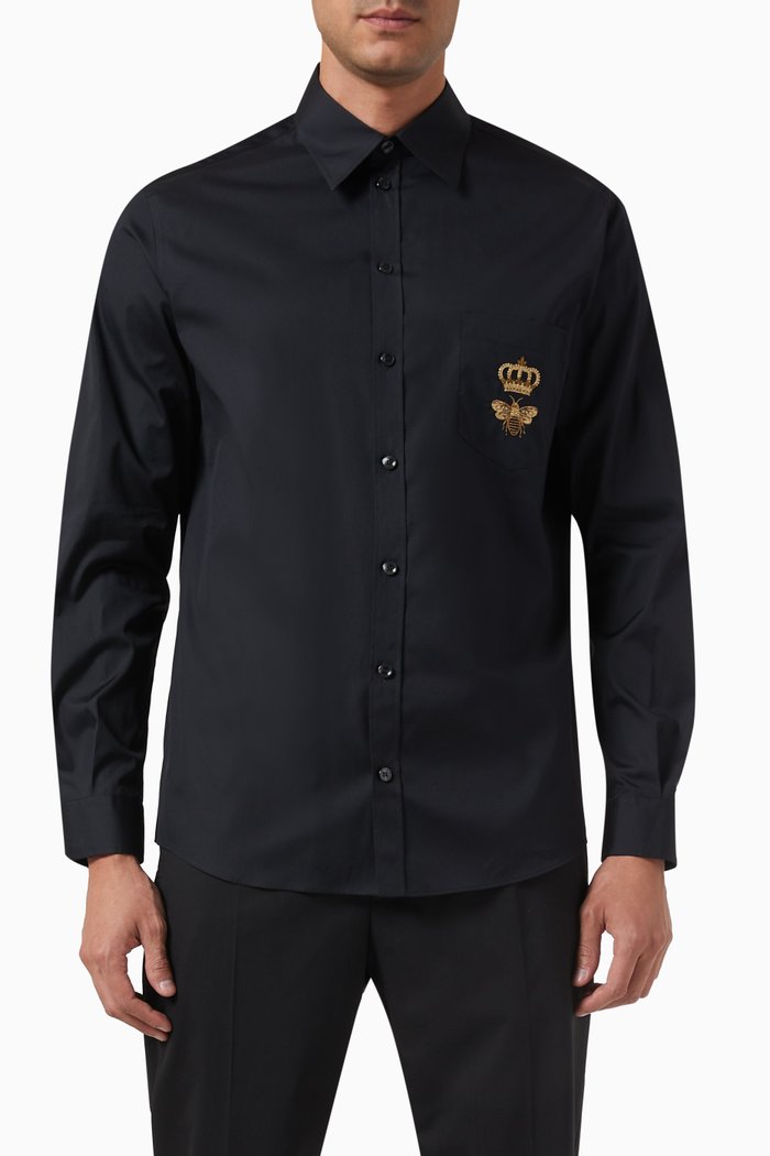

Martini -fit Shirt in Cotton Poplin, Black