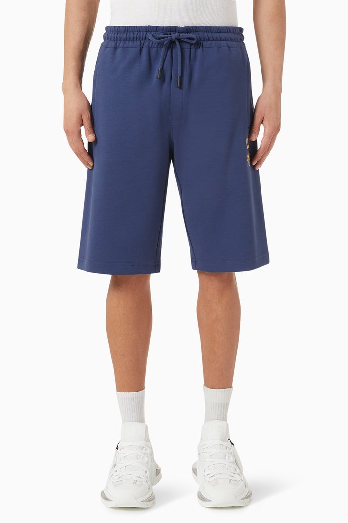 Logo Sweatshorts in Technical Jersey, Blue