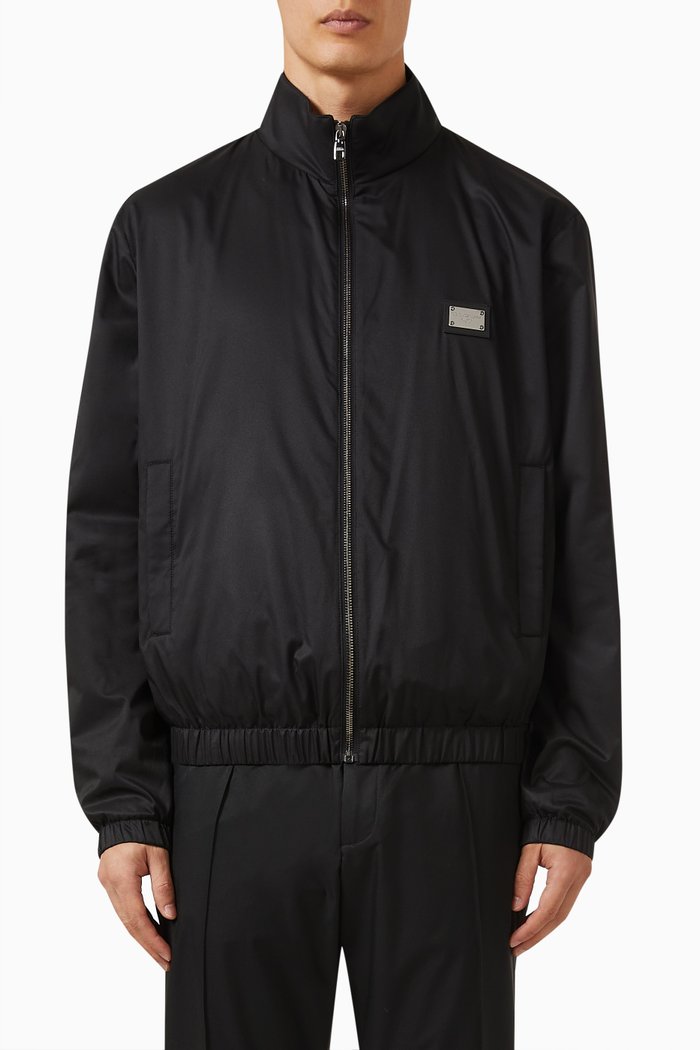 Logo-plaque Jacket in Poly-blend, Black