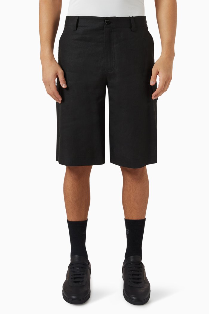 Banano Cargo Shorts in Linen, Black
