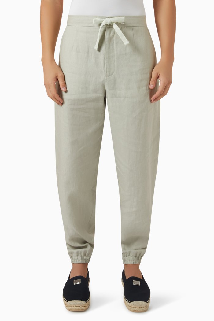 

Jogging Pants in Linen & Cotton, Neutral