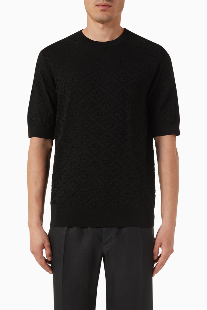 Monogram T-shirt in Silk, Black