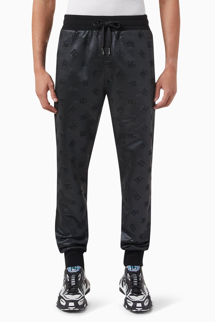 

All-over Logo Sweatpants in Cotton, Black