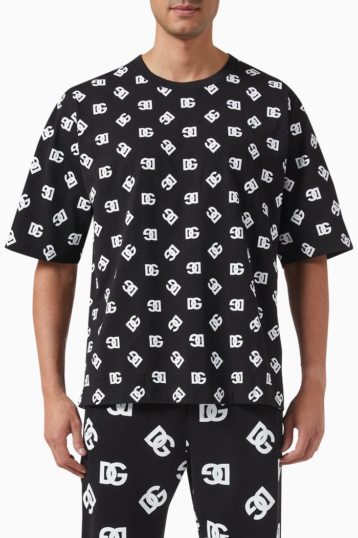 

All-over DG Monogram T-shirt in Jersey, Black
