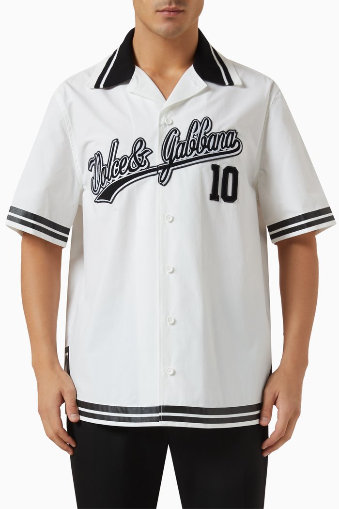 

Logo-patch Hawaiian Shirt in Cotton Poplin, White