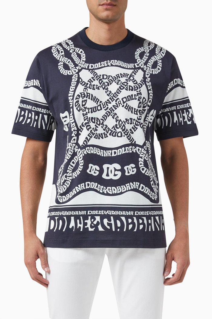 Marina-print T-shirt in Jersey, Multicolour