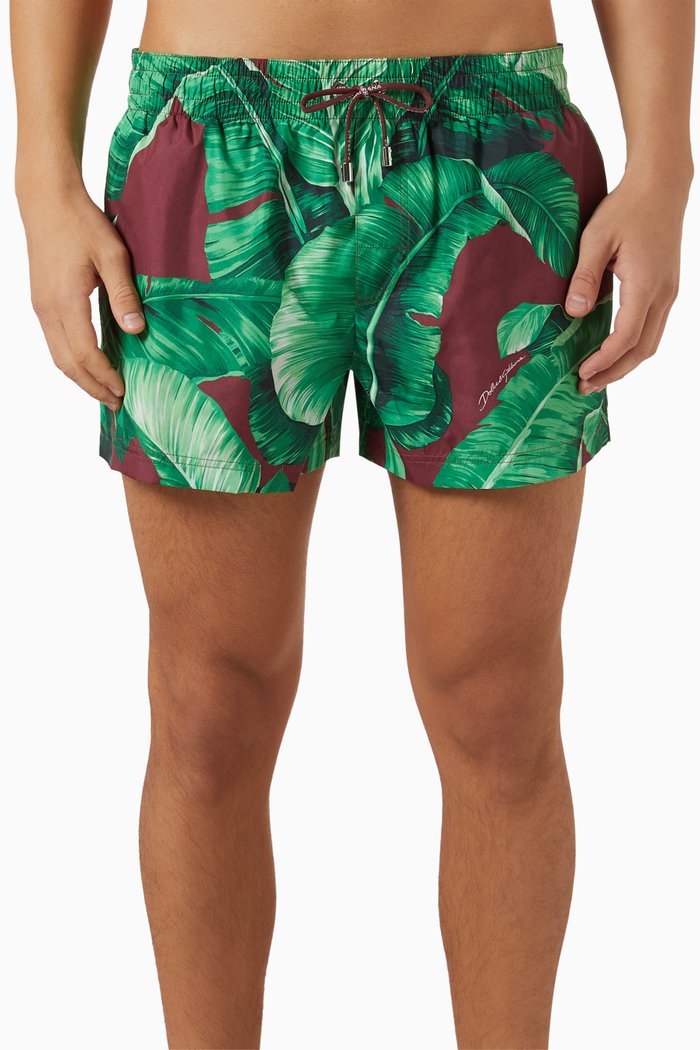 

Banana Tree-print Swim Shorts in Nylon, Multicolour