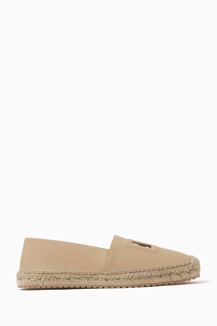 

DG Logo Espadrilles in Leather, Neutral