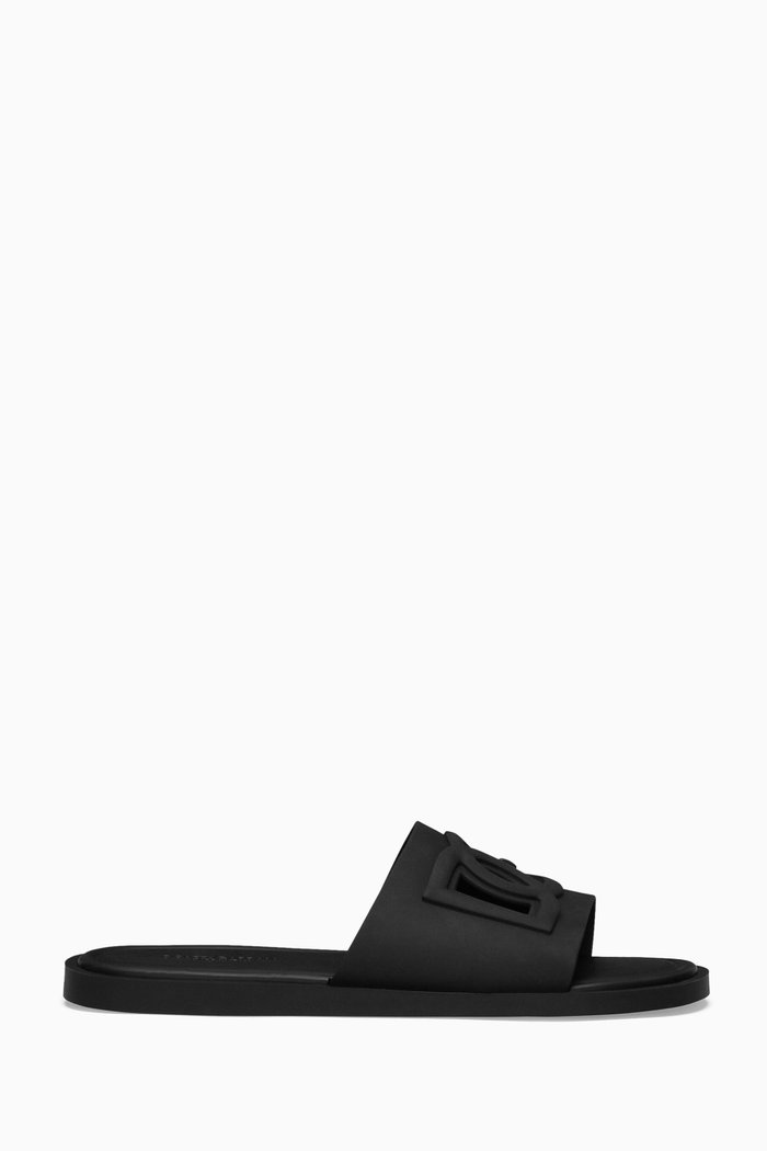 

Gomma Beachwear Sliders in Rubber, Black