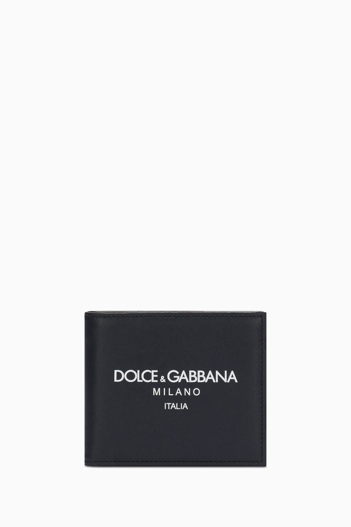 

Logo Bifold Wallet in Calfskin Leather, Blue