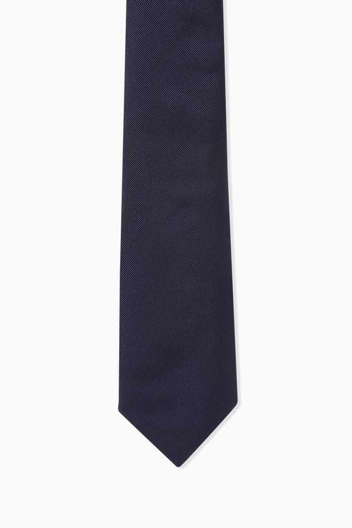 Logo Tie in Silk Twill, Blue