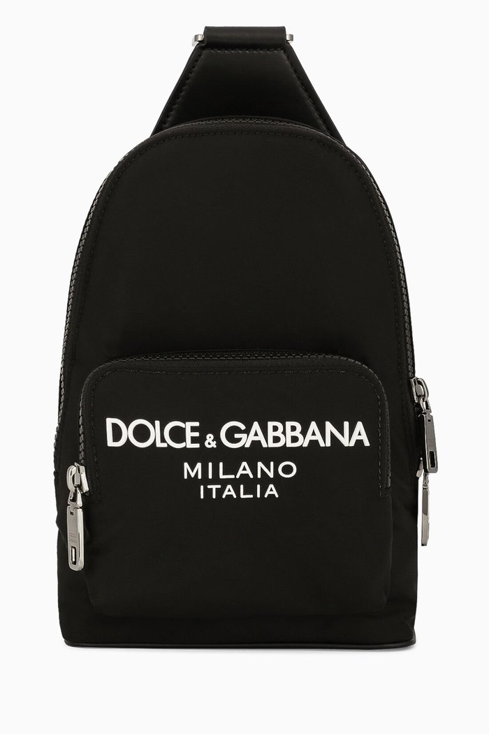 

Small DG Logo Crossbody Backpack in Nylon, Black