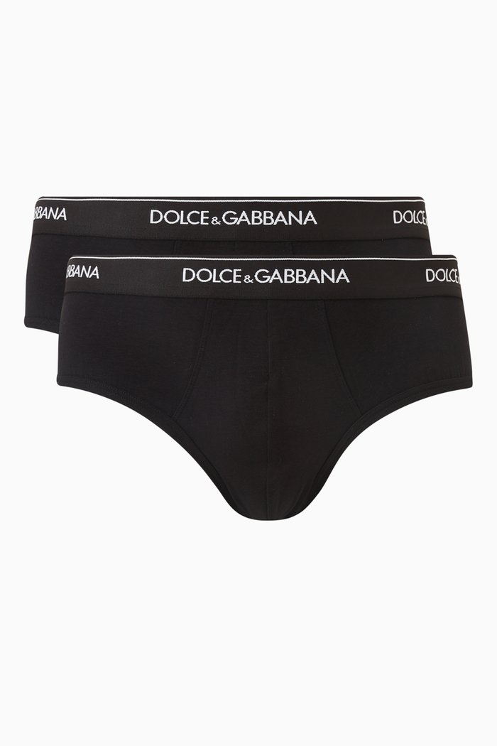 

Logo Band Brando Briefs in Stretch Jersey, Set of Two, Black