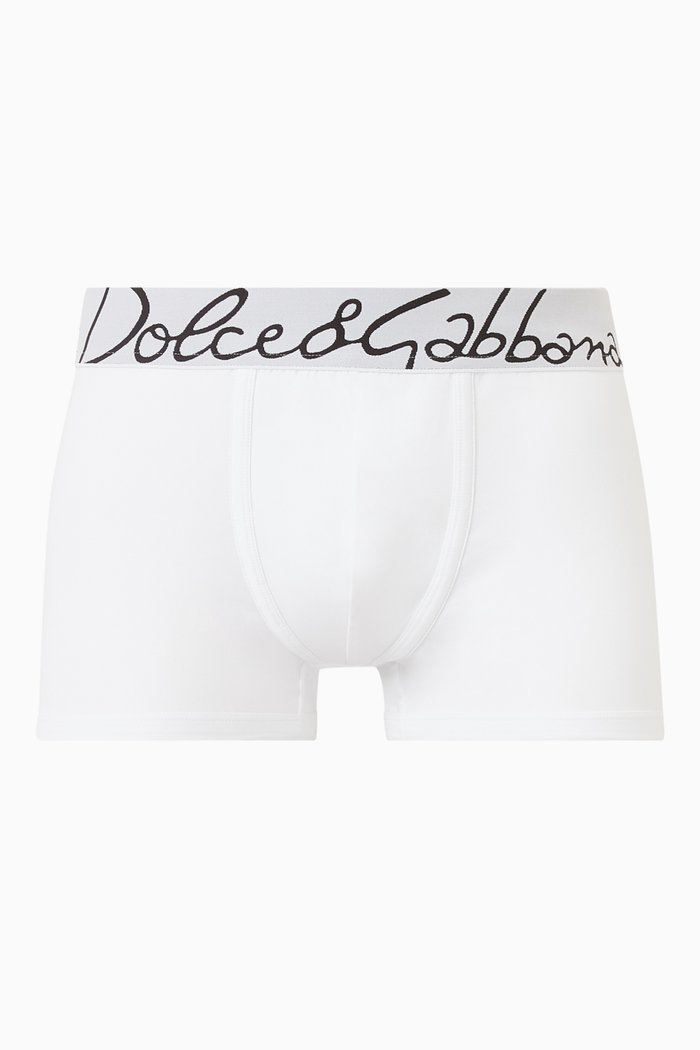Script Logo Trunks in Jersey, White