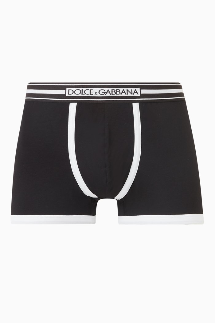 

Logo Band Trunks in Stretch Jersey, Black