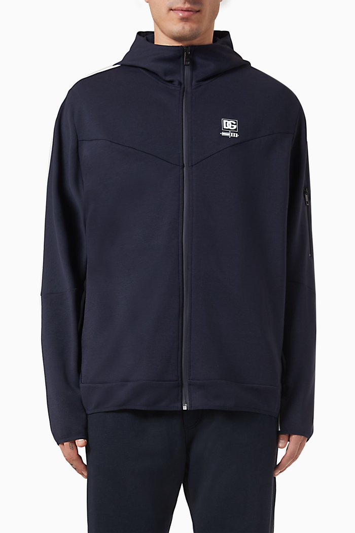 

Zip-up Hoodie in Cotton Jersey, Blue