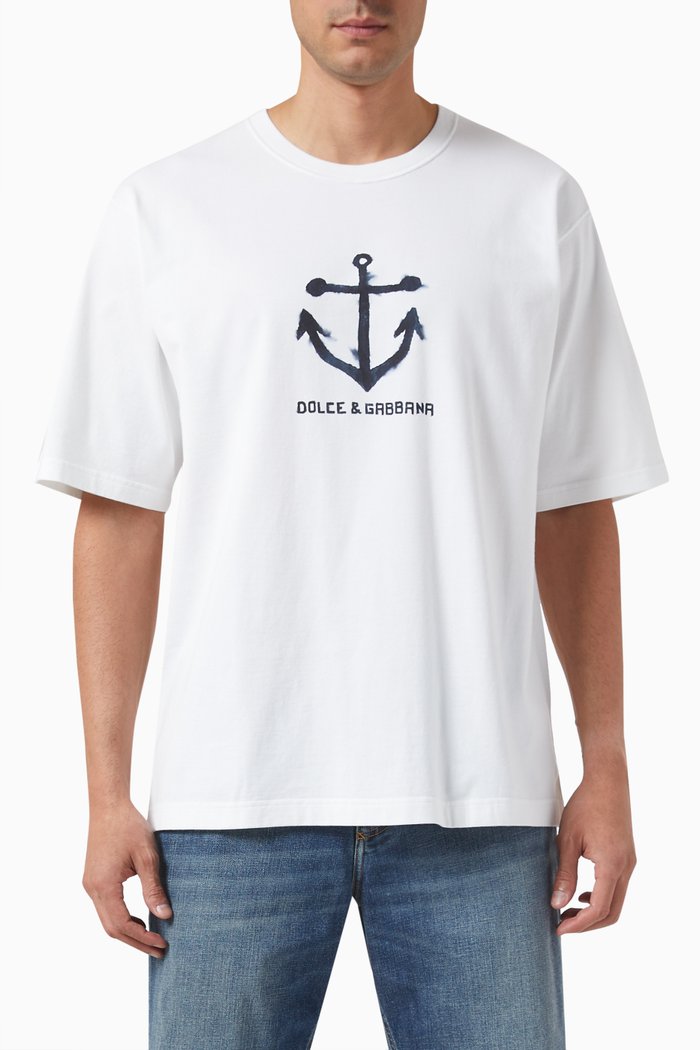 

Logo Anchor-print Oversized T-shirt in Jersey, White