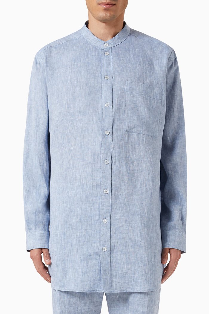 

Oversized Shirt in Linen, Blue