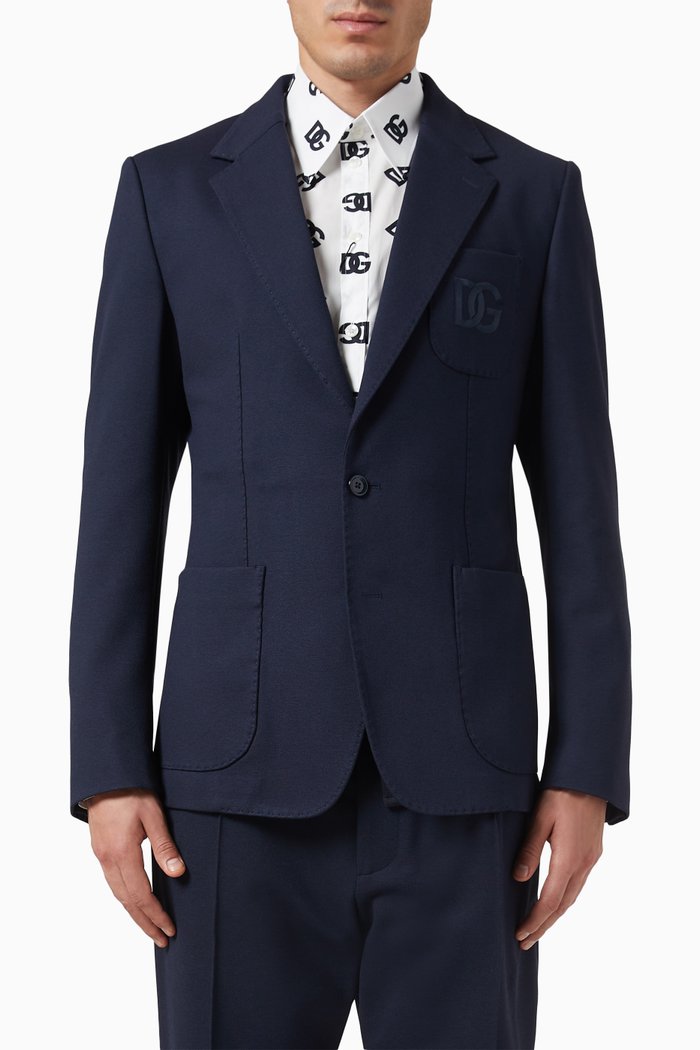 

Single-breasted Jacket in Viscose Blend, Blue