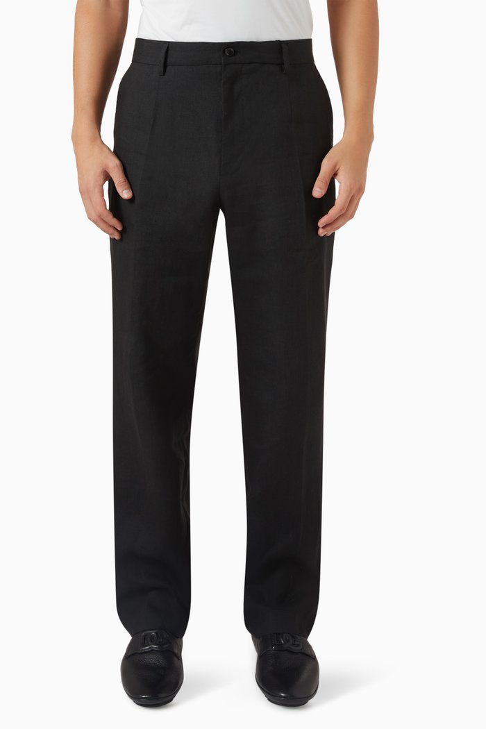 

Banano Tailored Pants in Linen, Black