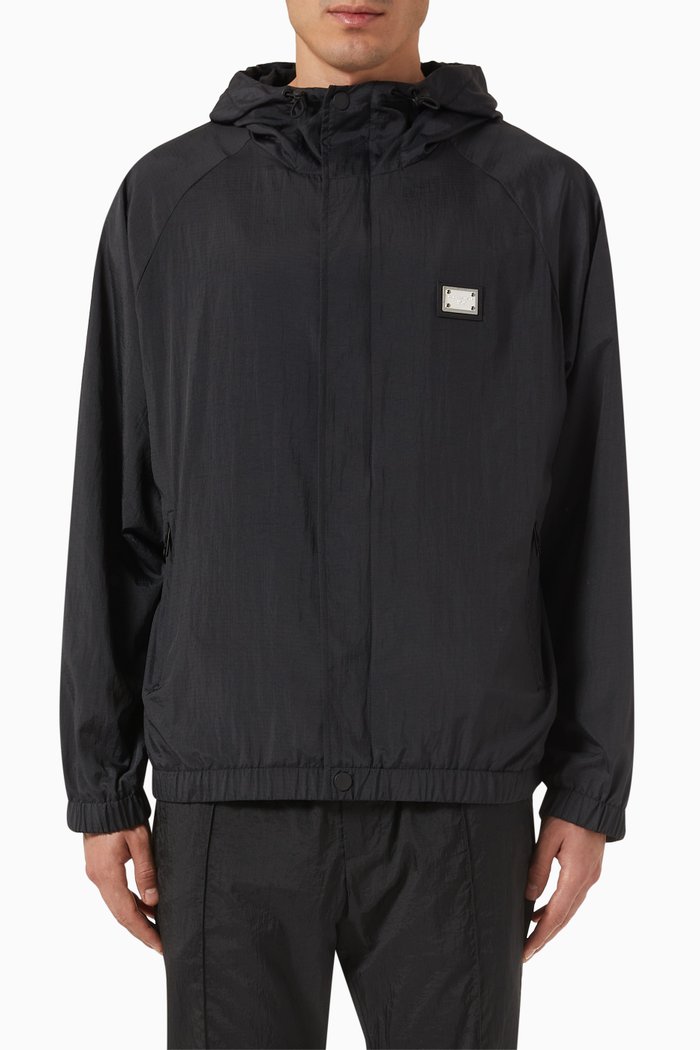 

Logo Plaque Zip-up Jacket, Black