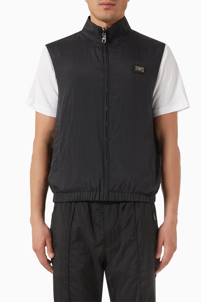 

Reversible Logo Vest in Nylon, Black