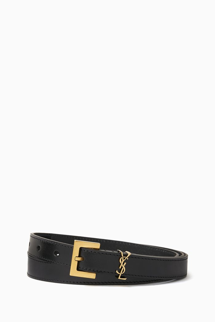

Cassandre Thin Belt in Leather, Black