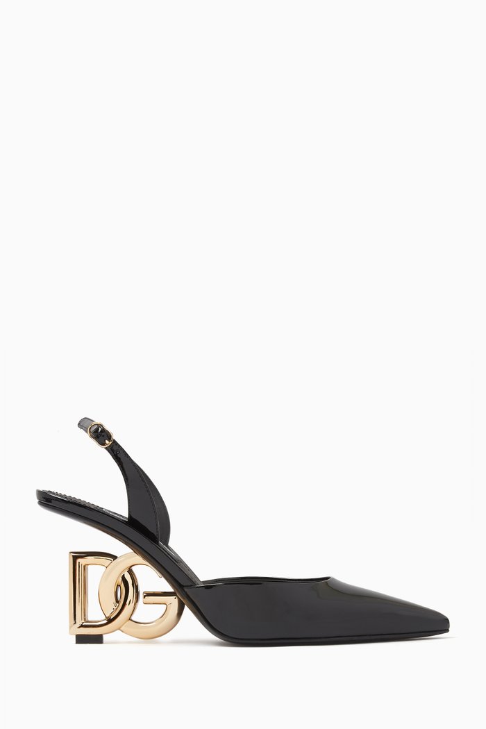Lollo 75 Slingback Pumps in Patent Leather, Black