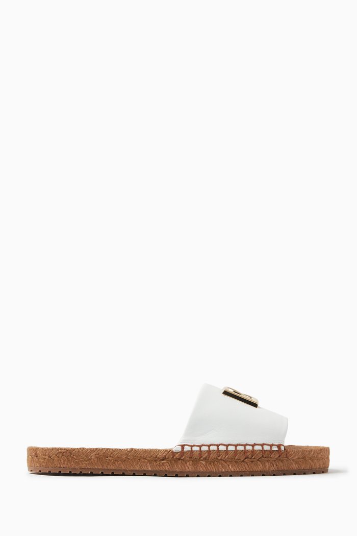 

Logo-plaque Slide Espadrilles in Nappa Leather, White