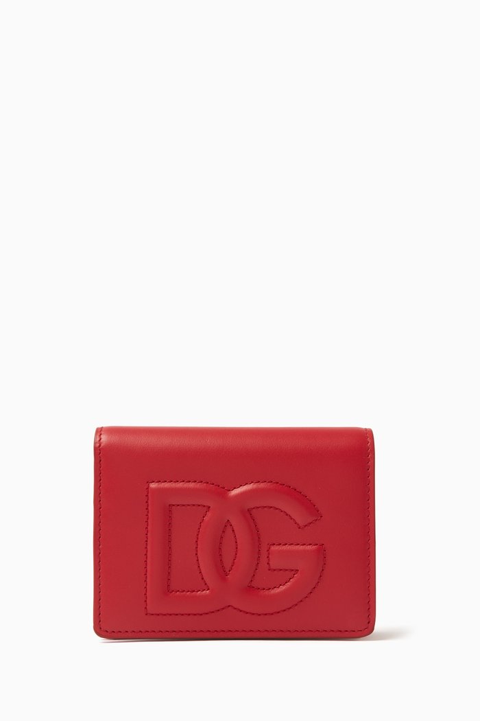 

DG Flap Wallet in Leather, Red