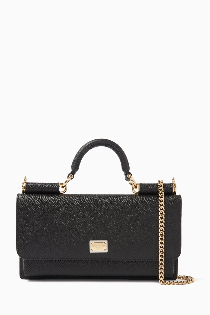 

Mini Wallet on Chain in Leather, Black