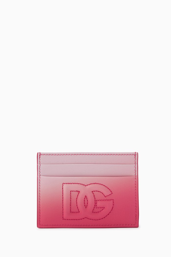

DG Logo Ombré Card Holder in Leather, Pink