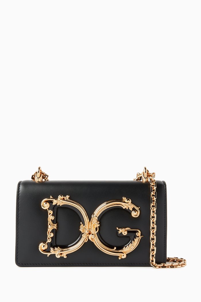 

Small DG Girls Crossbody Bag in Calfskin Leather, Black