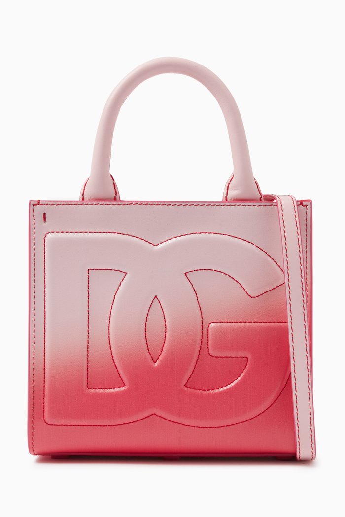 

Small Logo Ombré Shopper Tote Bag in Leather, Pink