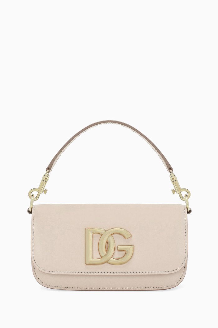 

3.5 DG Logo Shoulder Bag in Calfskin Leather, Pink