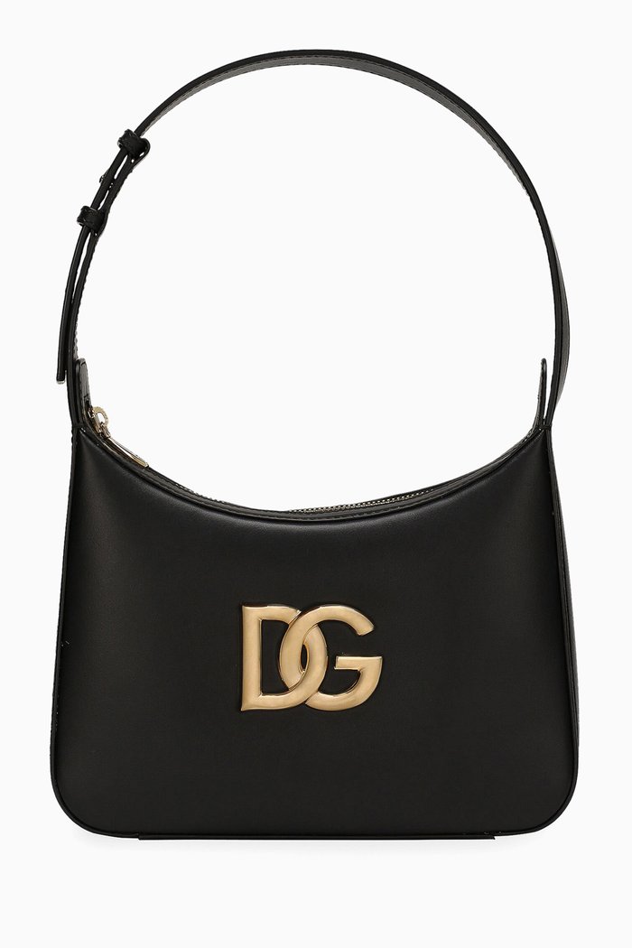 

3.5 DG Logo Shoulder Bag in Calfskin, Black