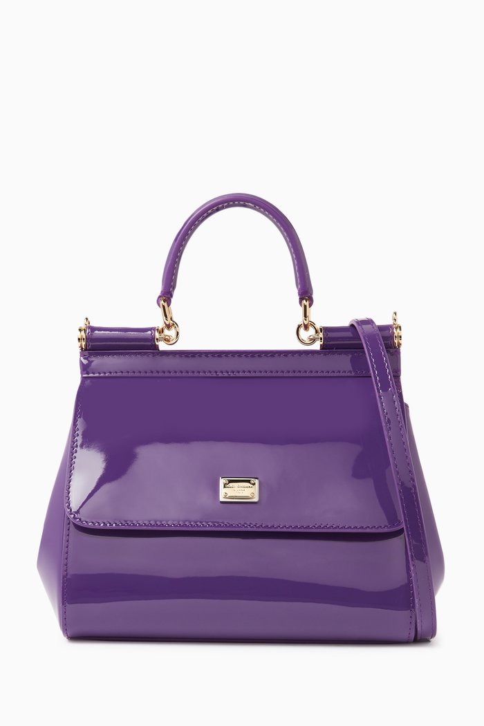 

Medium Sicily Top-handle Bag in Patent-leather, Purple