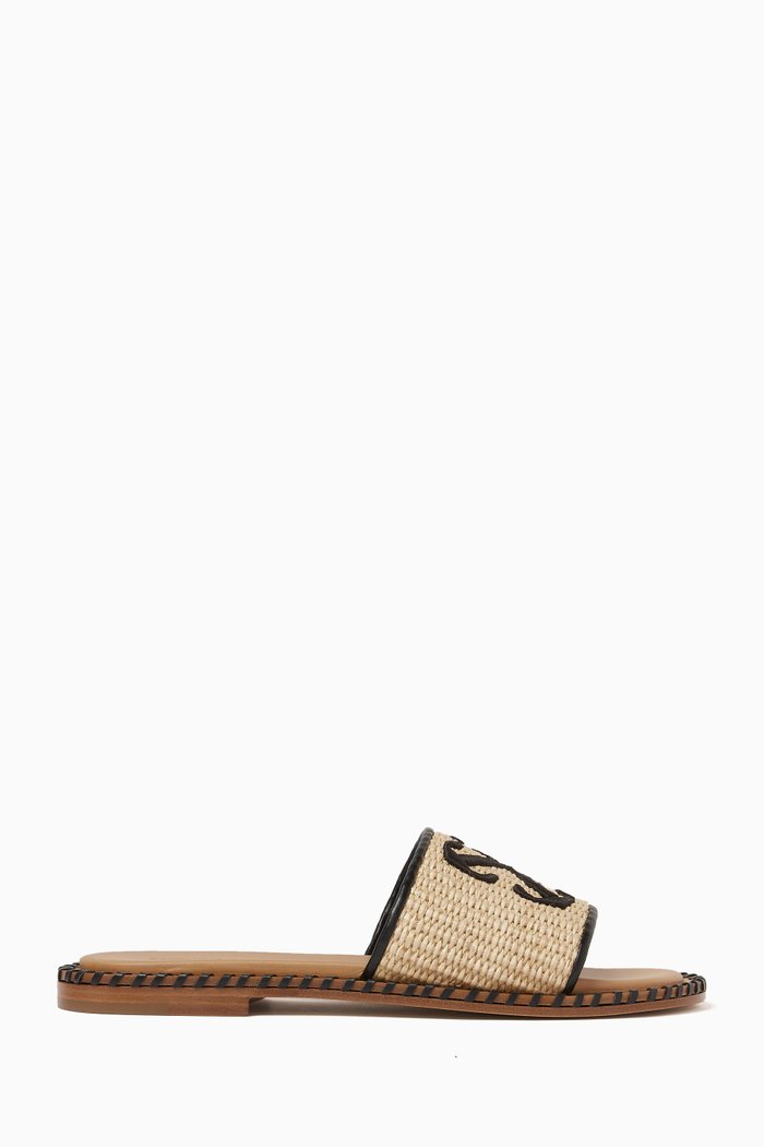 

Arrows Slide Sandals in Twist Raffia, Neutral