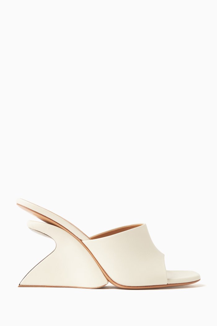 

Jug Wedge Mule Sandals in Smooth Leather, Neutral
