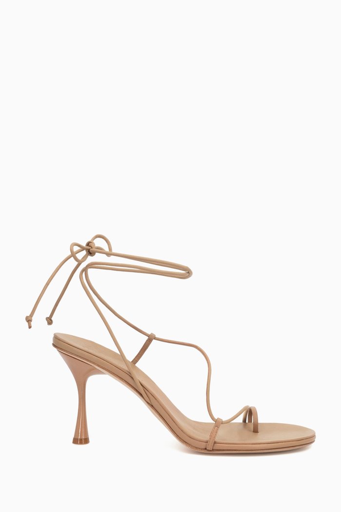 

Emily 90 Wrap Strappy Sandals in Leather, Neutral