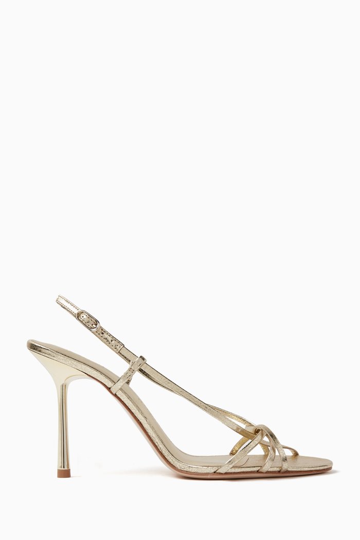 

Entwined 90 Strappy Sandals in Metallic Leather, Gold