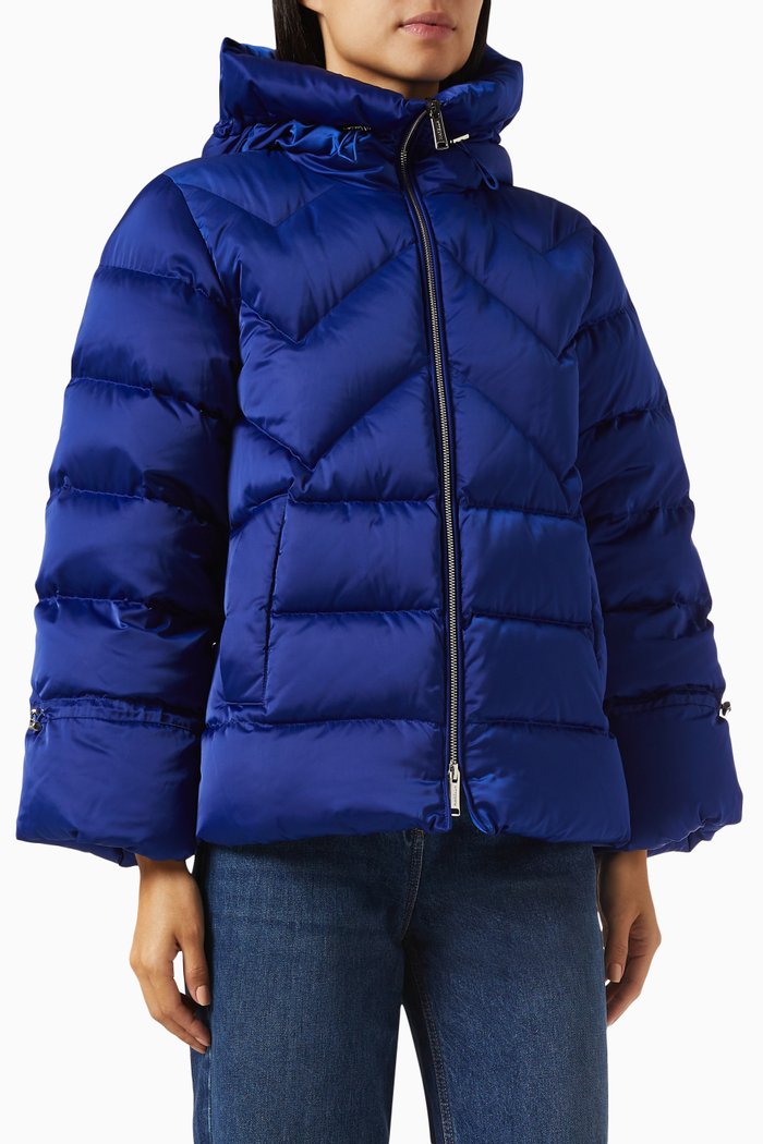 

Nard Hooded Down Jacket in Quilted-satin, Blue
