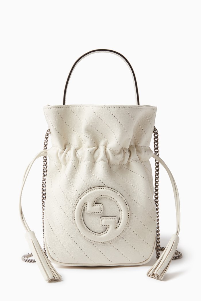 

Mini Blondie Bucket Bag in Leather, White