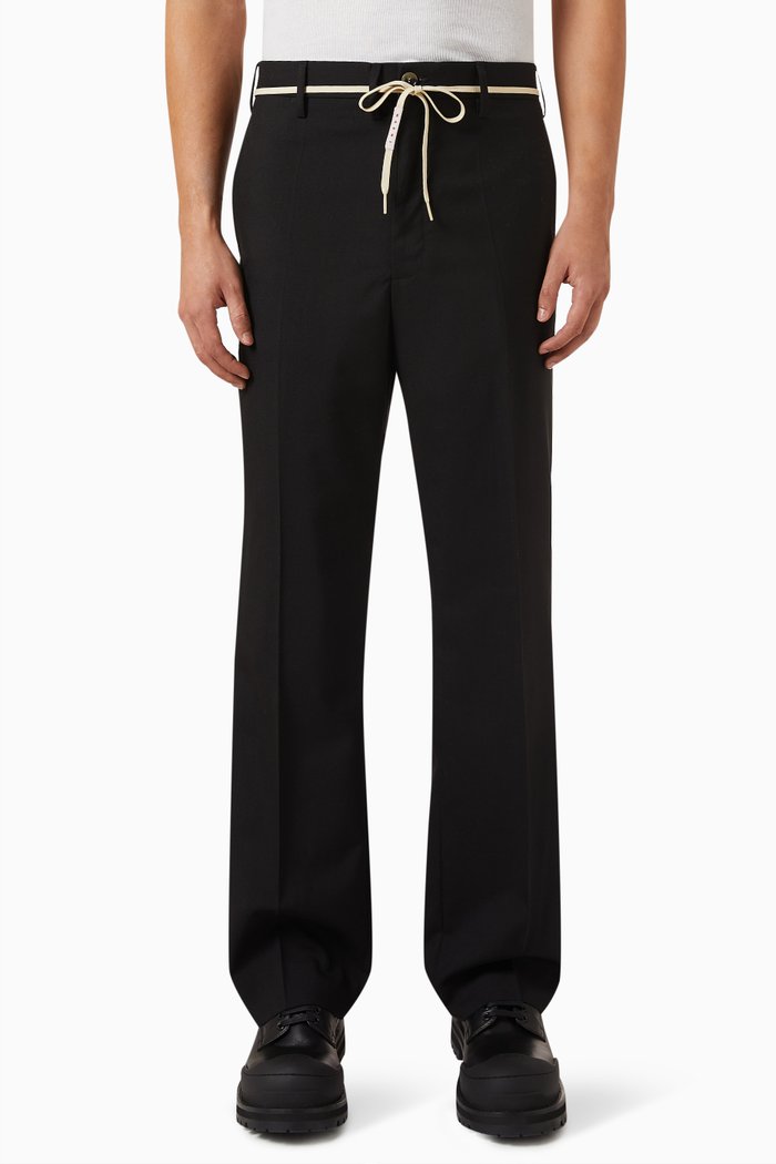 

Straight-fit Trousers in Virgin Wool, Black