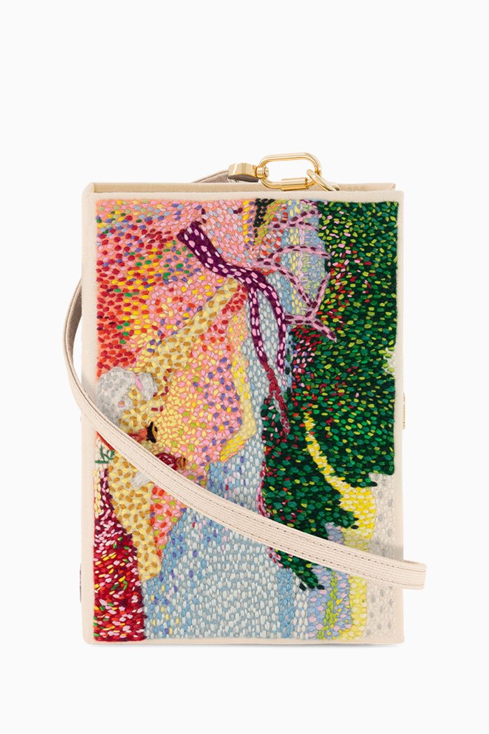

La Plage Henry-Edmond Book Crossbody Clutch Bag in Silk & Felt, Neutral