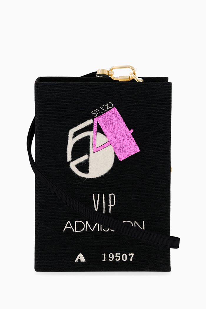 

Studio 54 VIP Book Crossbody Clutch Bag in Silk & Felt, Black